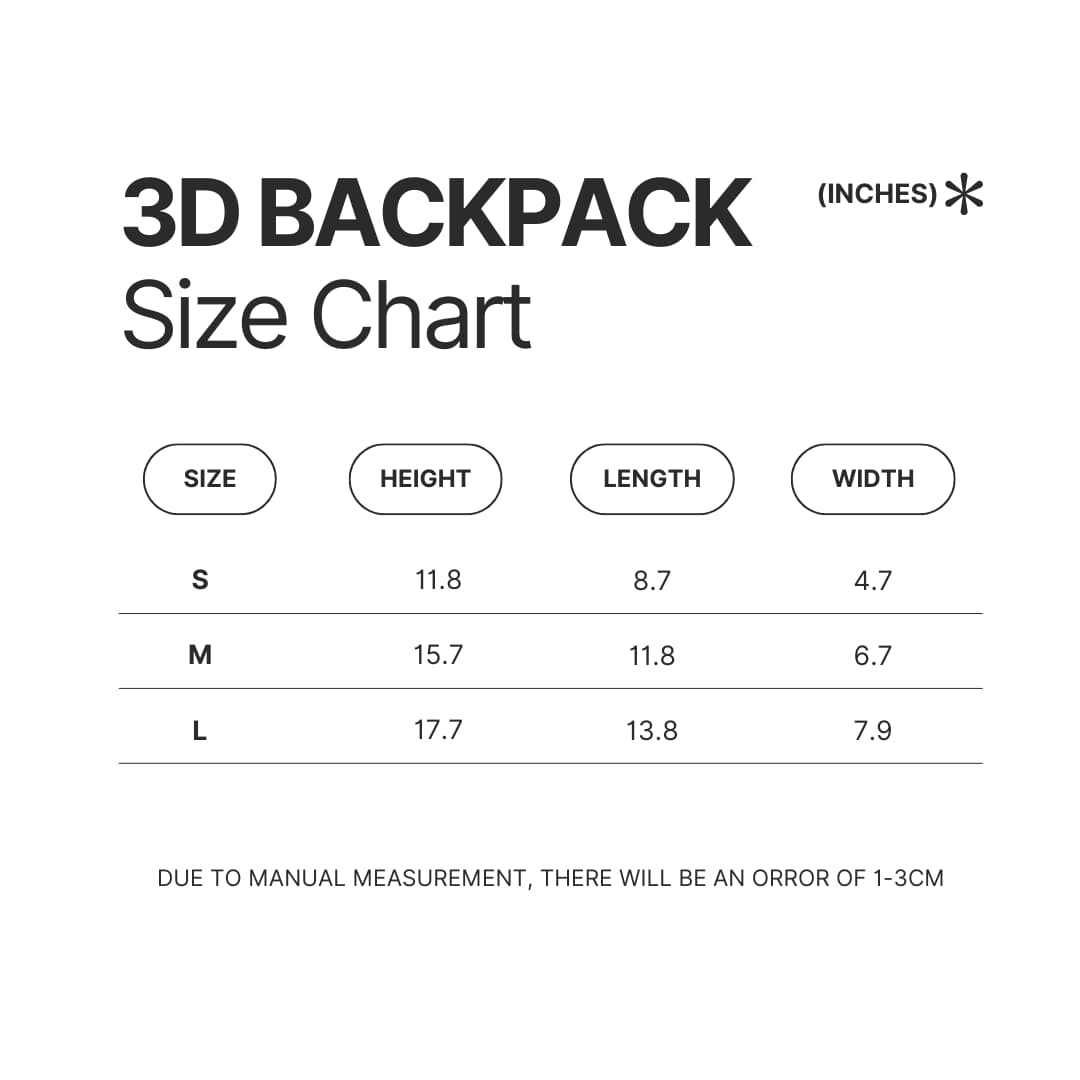 3D Backpack Size Chart - Re:Zero Store
