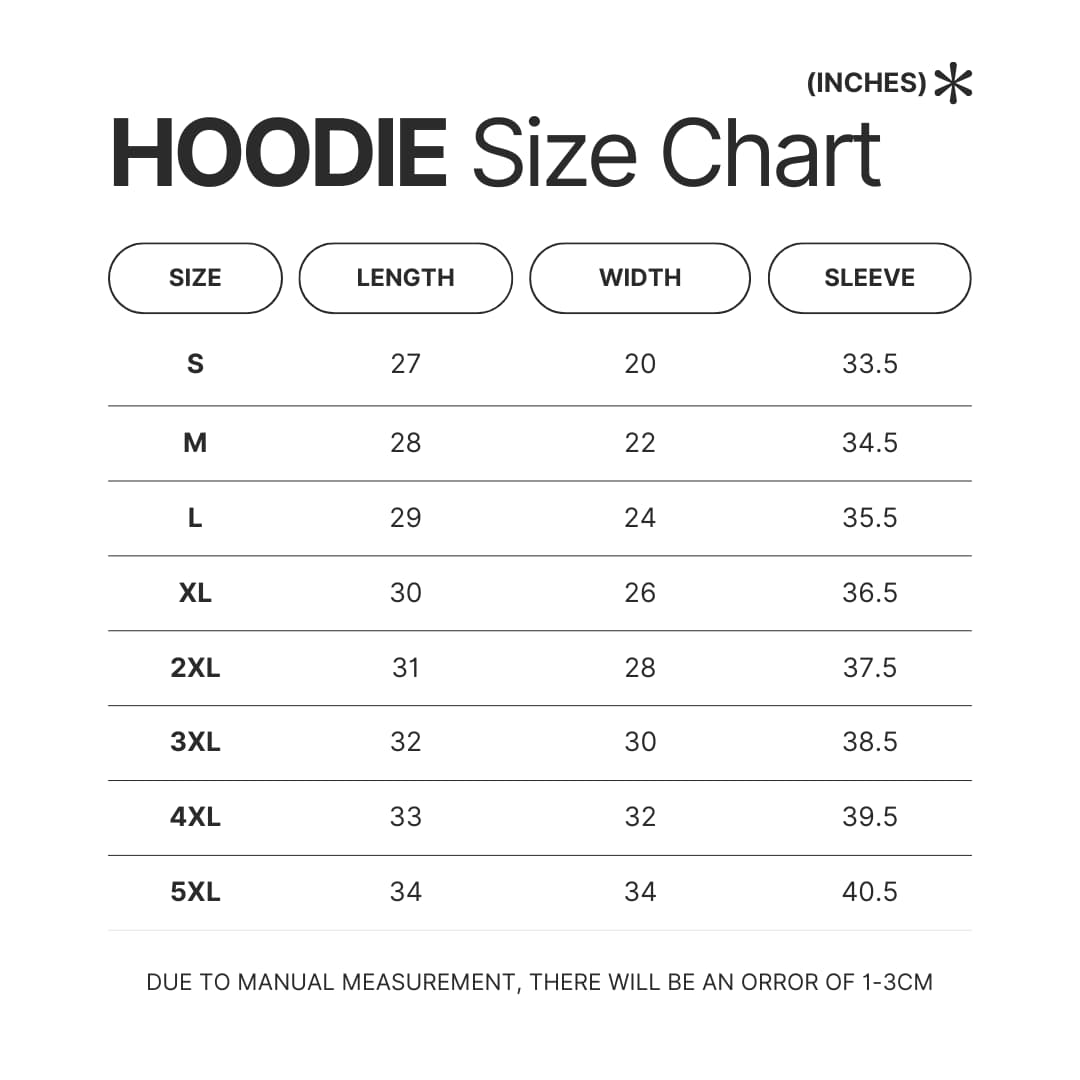 Hoodie Size Chart - Re:Zero Store