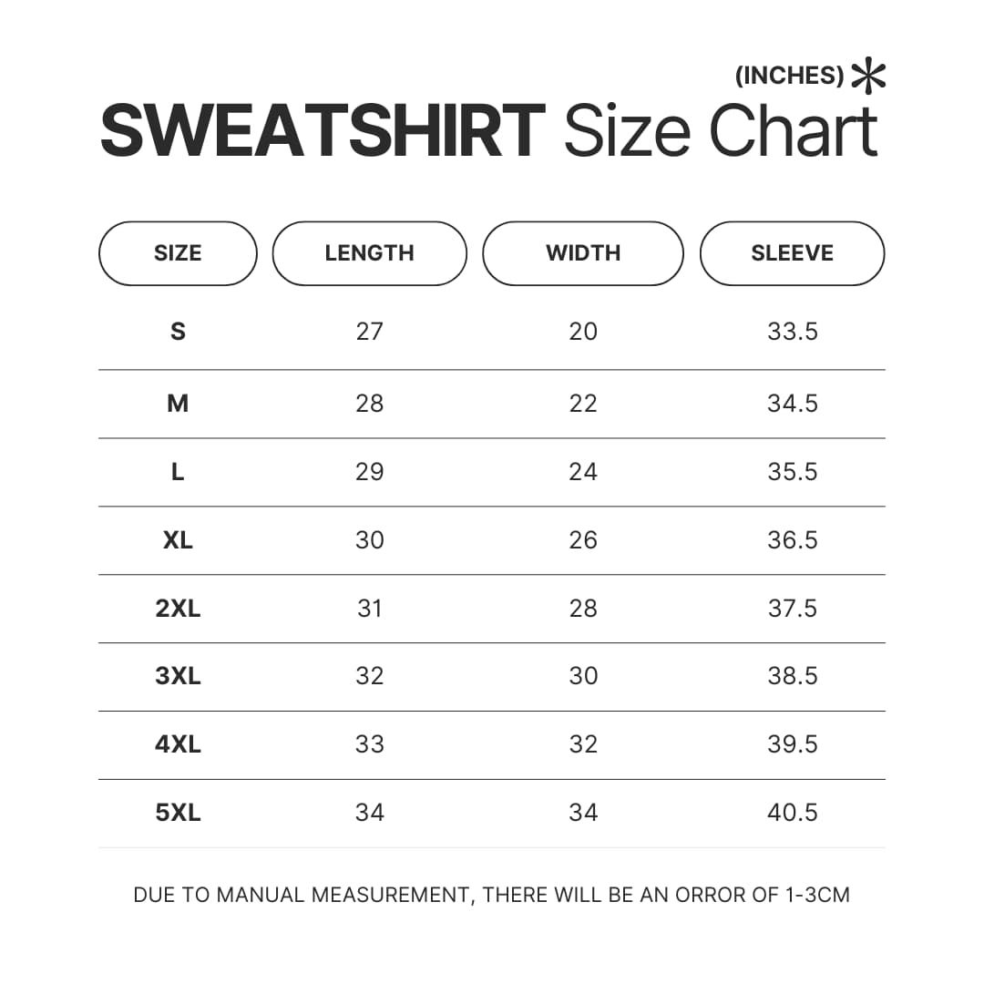 Sweatshirt Size Chart - Re:Zero Store