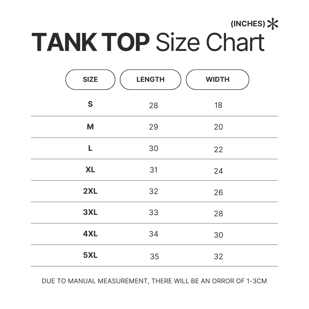 Tank Top Size Chart - Re:Zero Store