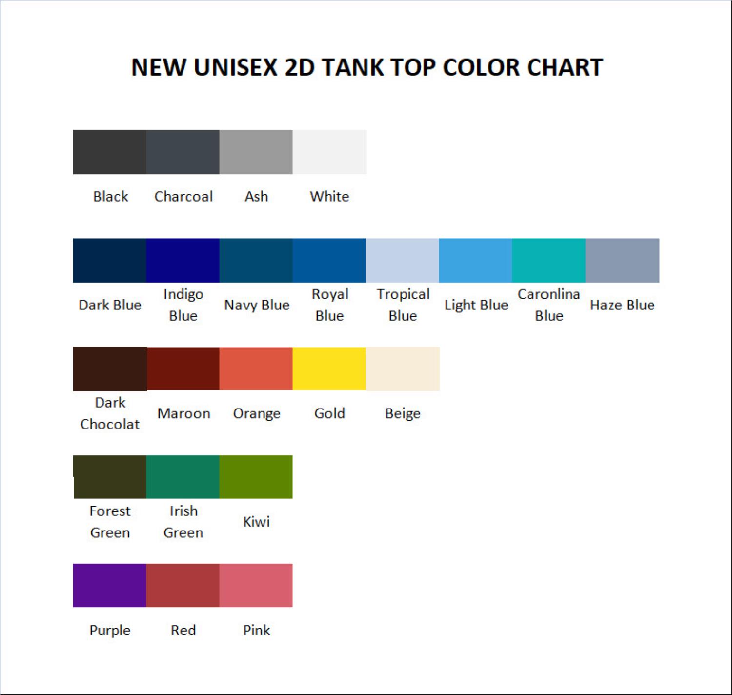 tank top color chart - Re:Zero Store